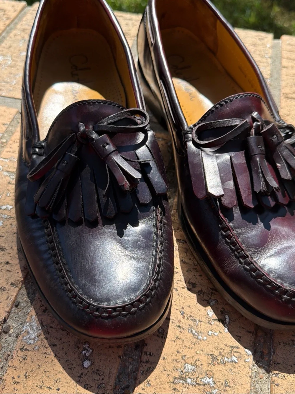 Cole Haan Pinch Tassel Kiltie Loafers Mens 10 D Burgundy Leather Dress Shoes